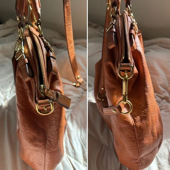 Coach Vintage Leather Camel Tan Light Brown Removable Crossbody Shoulder Bag - Picture 8 of 17